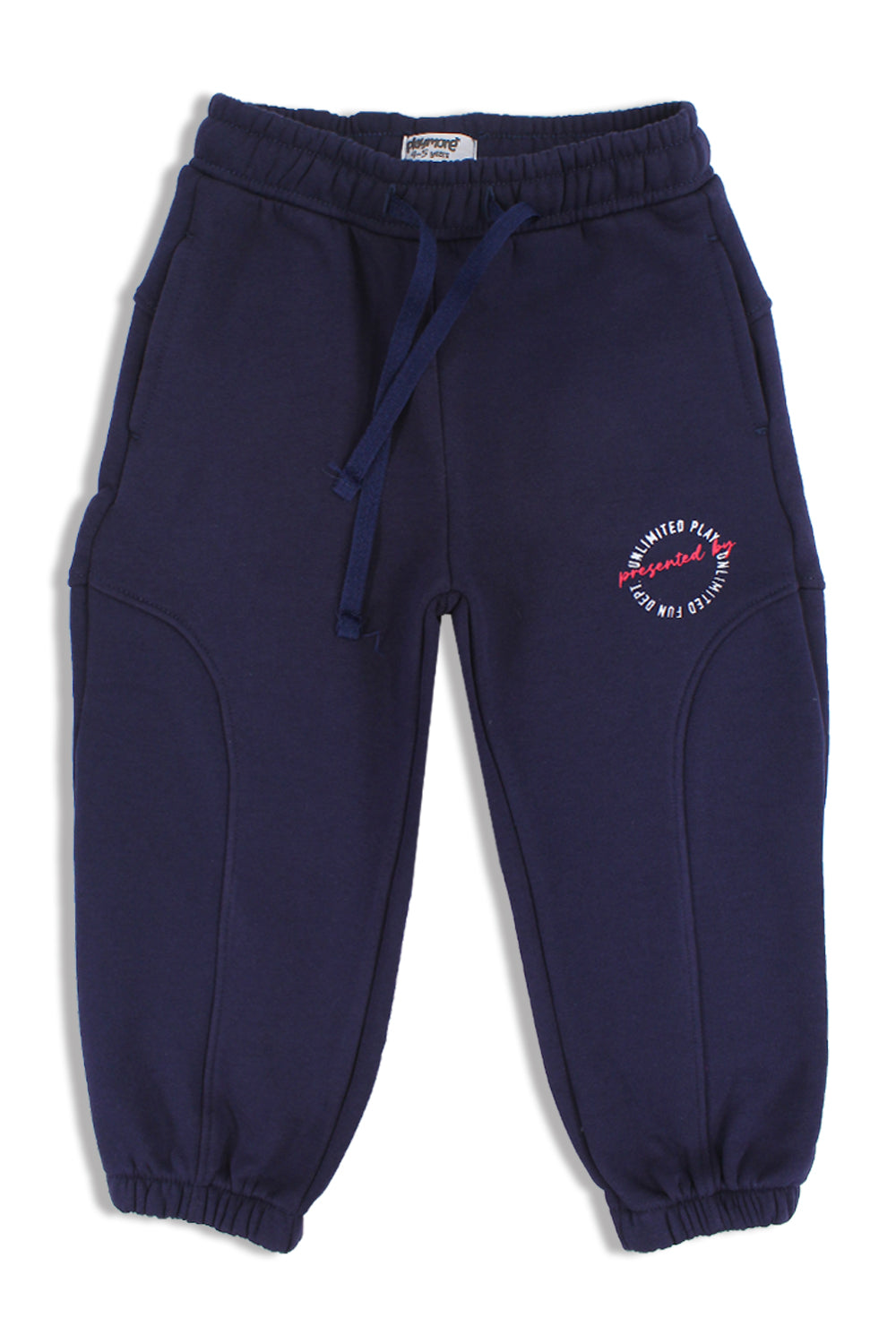 Unisex Cotton Sweatpants – Navy with "Unlimited Play Presented By Unlimited Fun Dept" Print