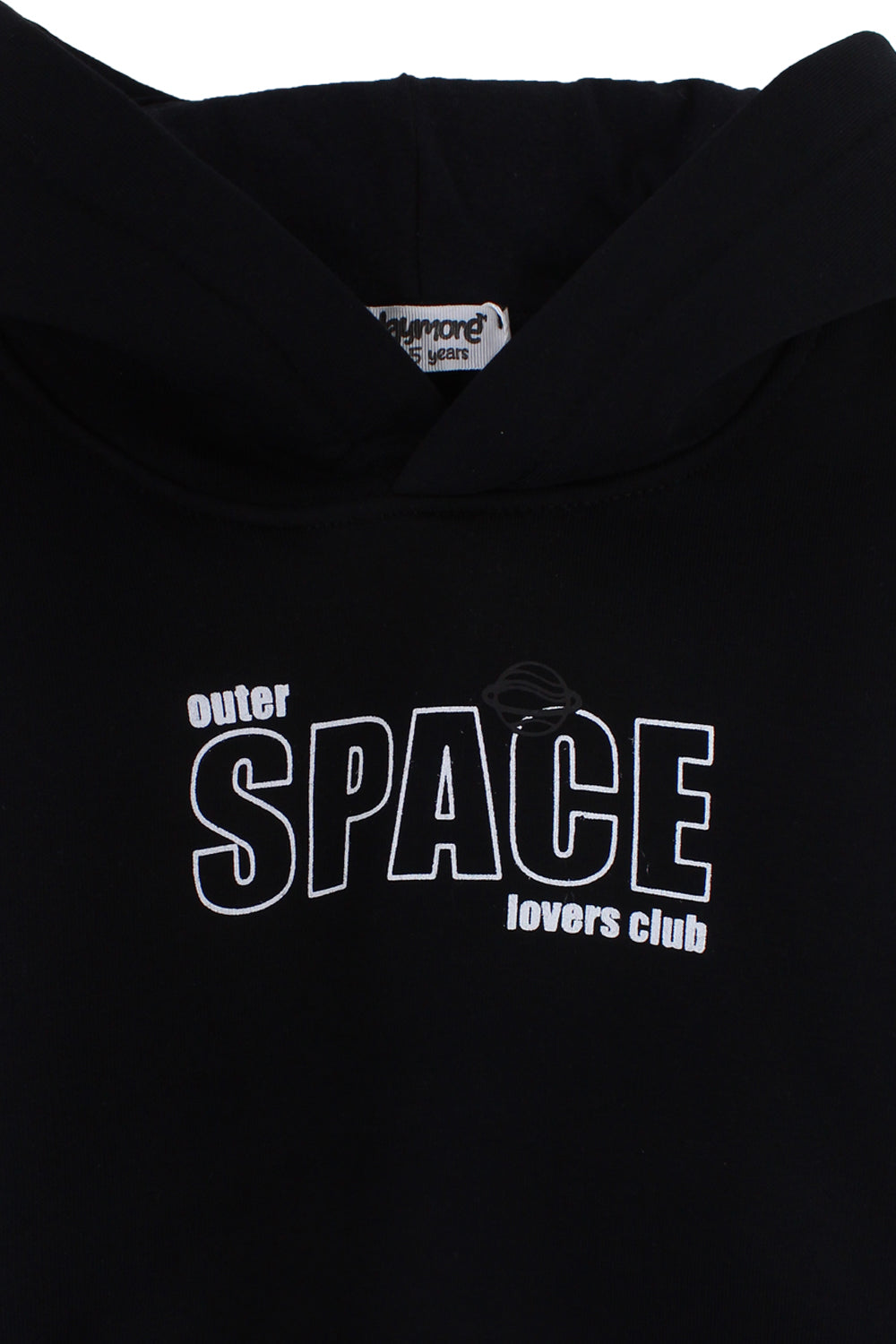 Boys Cotton Hoodie – Black with "Outer Space" Print