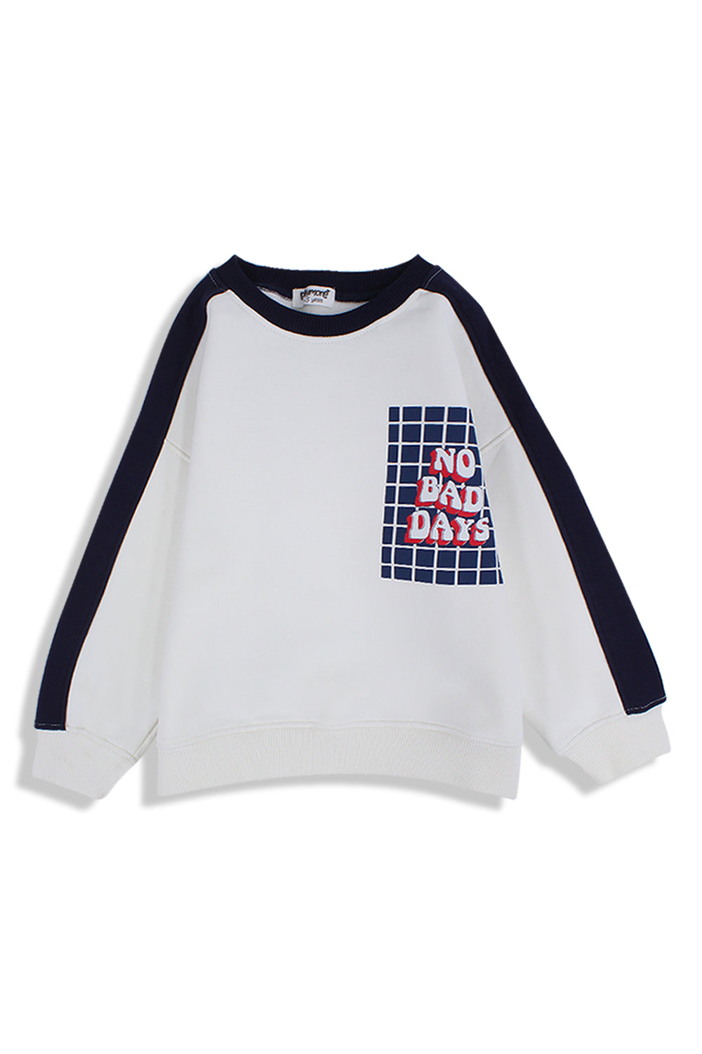 Boys Cotton Sweatshirt – Off-White with "No Bad Days" Print