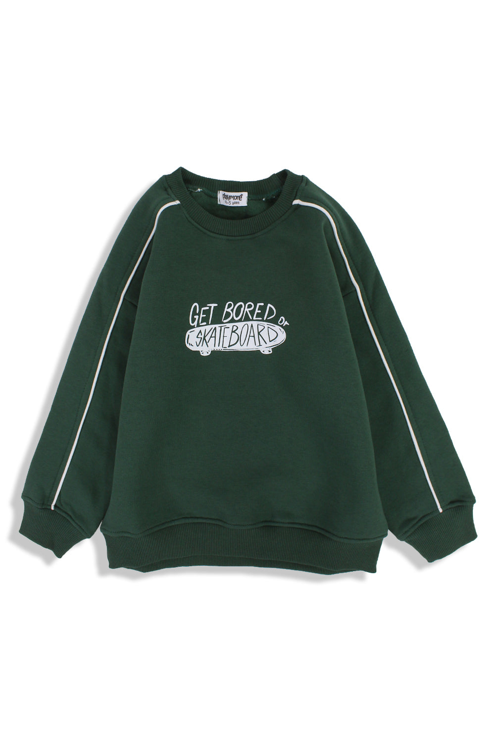 Unisex Cotton Sweatshirt – Olive with "Get Bored Skateboard" Print