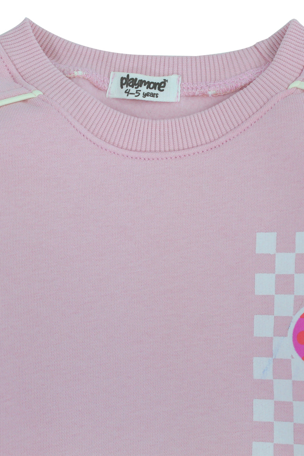 Girls Cotton Sweatshirt – Pink with Smiley Flowers