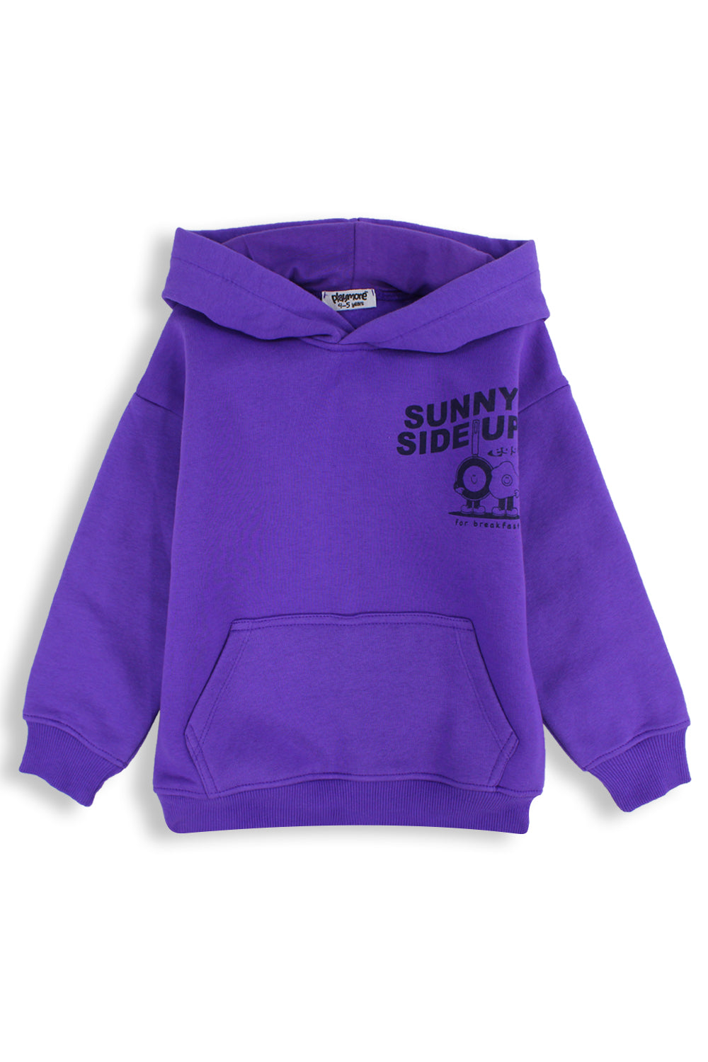 Girls Cotton Hoodie – Purple with "Sunny Side Up" Print