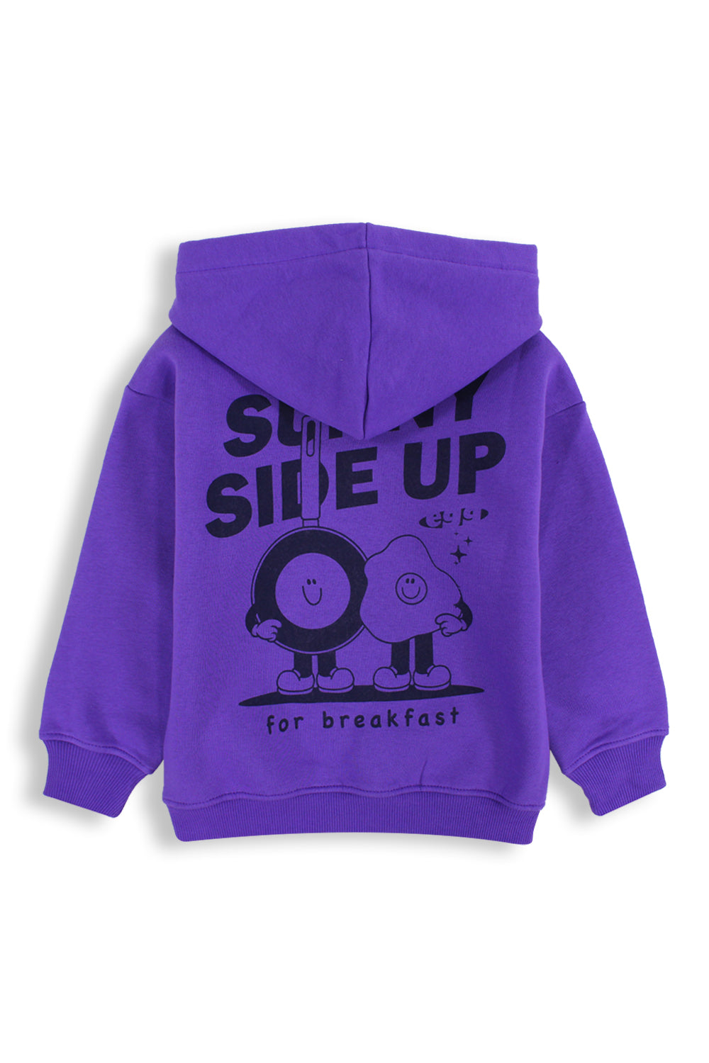 Girls Cotton Hoodie – Purple with "Sunny Side Up" Print