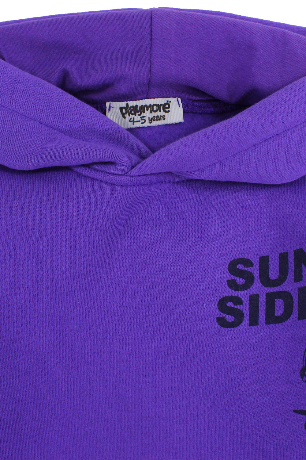 Girls Cotton Hoodie – Purple with "Sunny Side Up" Print