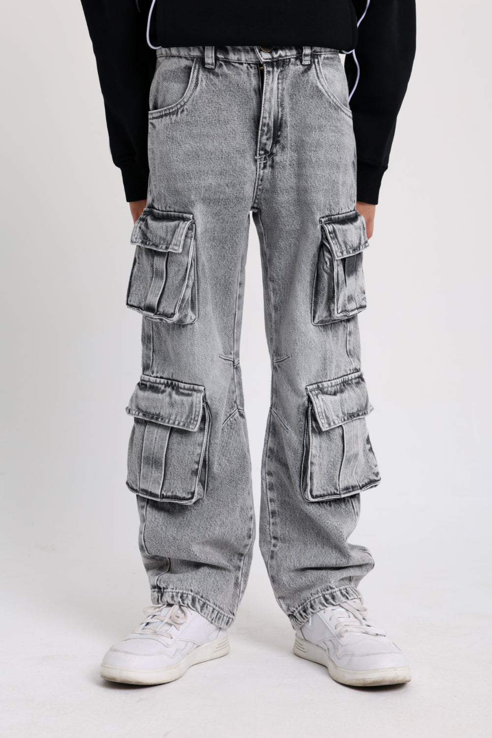 Unisex Cargo Jeans - Light Grey - Clothing - Playmore