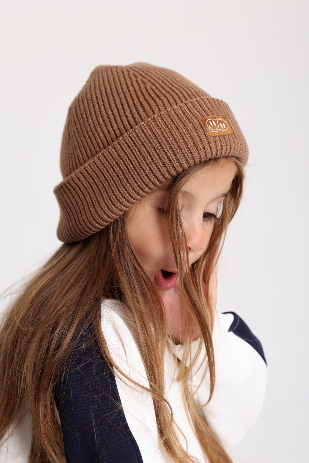 Unisex Cozy Blend Ice Cap – Brown with Double Smiley Fun