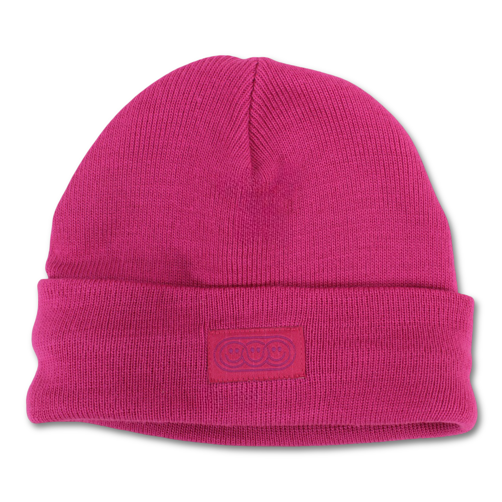 Unisex Wool Ice Cap – Fuchsia with Triple Smiley Joy