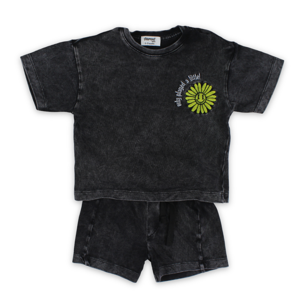 Baby Boys Cotton Outfit Set – Dark Grey