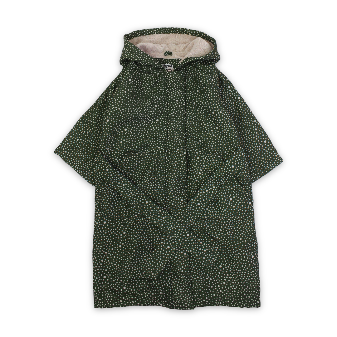 Girls Waterproof Swim Robe – Olive with Polka Dot Pattern