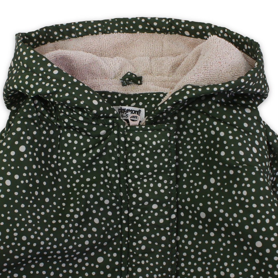 Girls Waterproof Swim Robe – Olive with Polka Dot Pattern