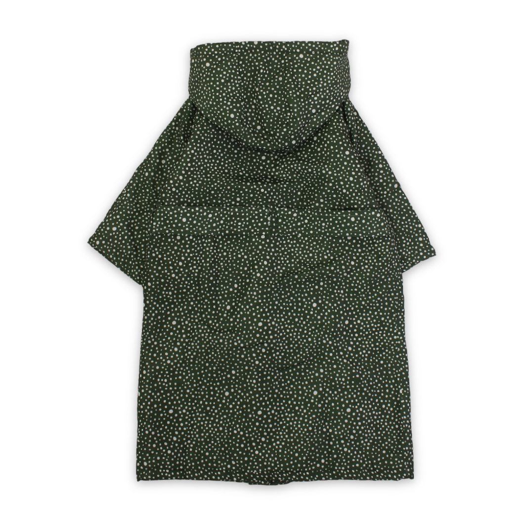 Girls Waterproof Swim Robe – Olive with Polka Dot Pattern
