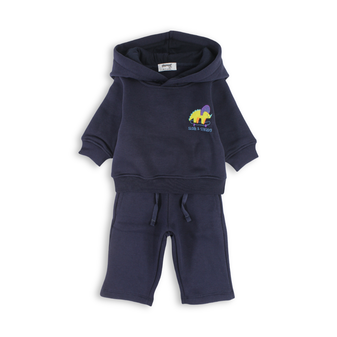 Boys Baby Cotton Hooded Outfit Set – Navy