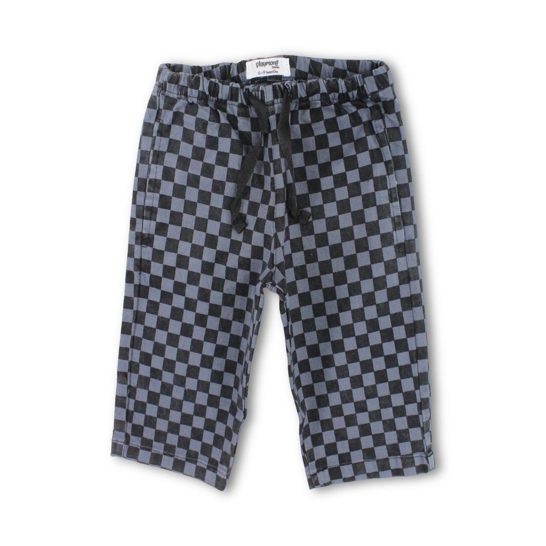 Unisex Baby Gabardine Pants – Grey Checkered