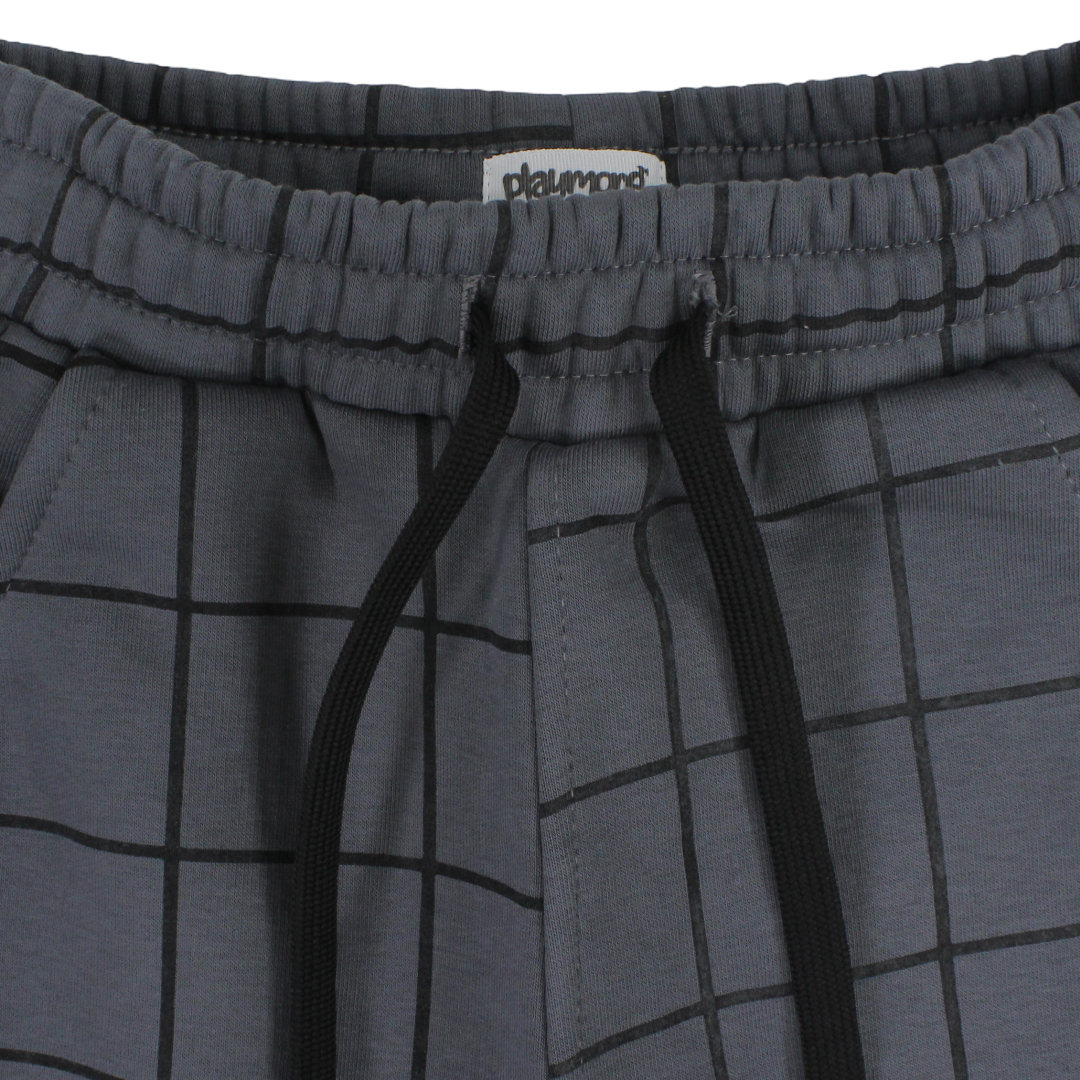 Boys Cotton Sweat Pants – Grey Checkered