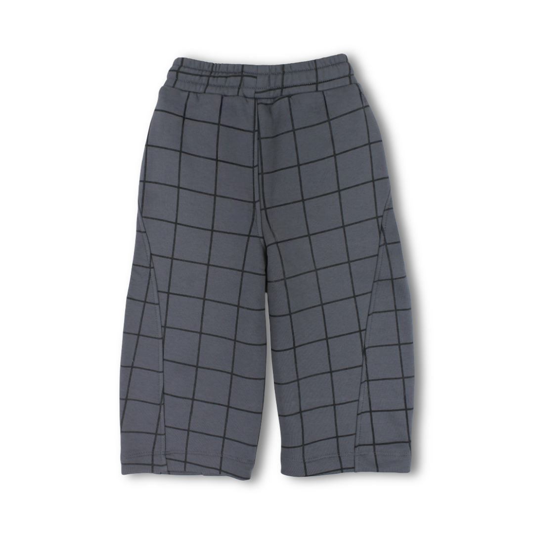Boys Cotton Sweat Pants – Grey Checkered