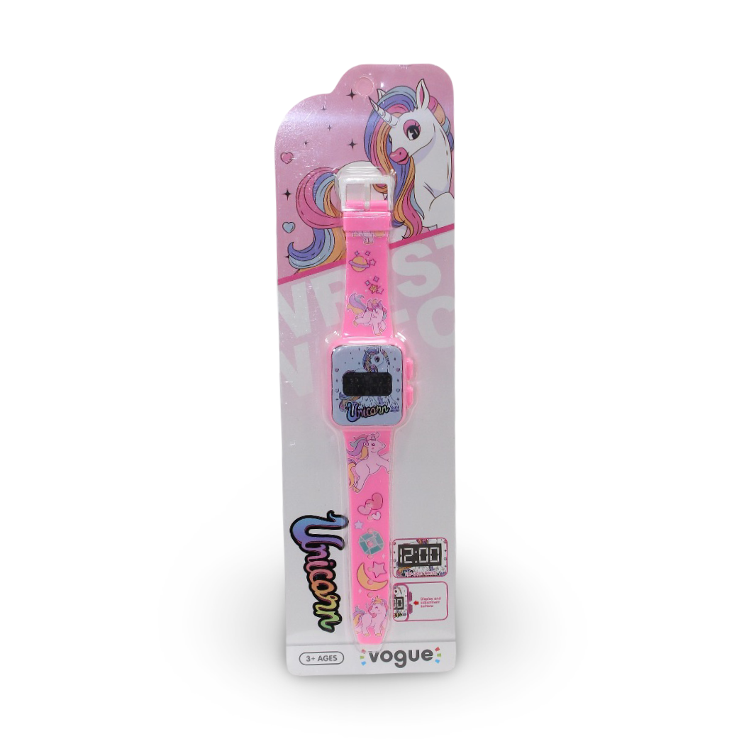 Unicorn Learning Watch with LED Square and Plastic Ribbon - Toys - OKO