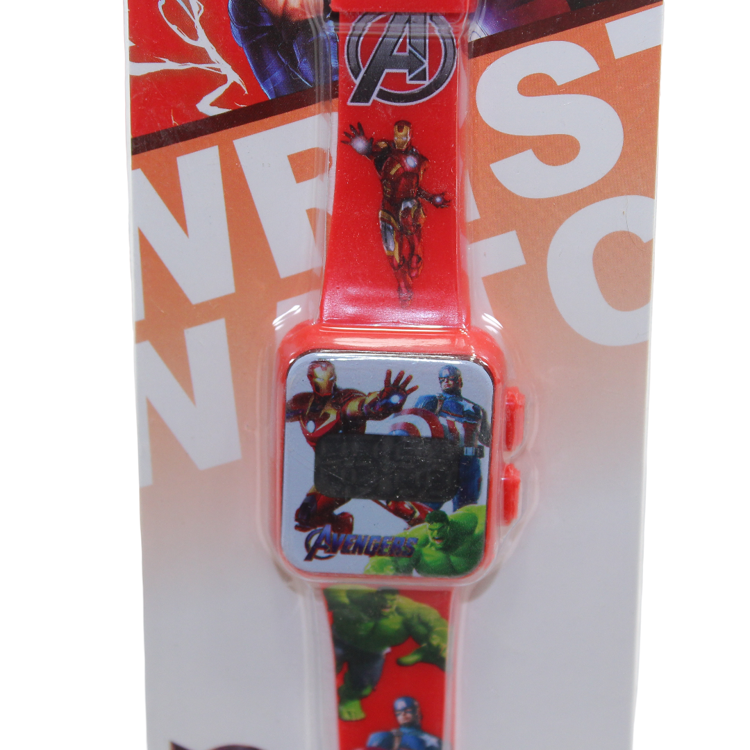 Avengers Learning Watch with LED Square and Plastic Ribbon