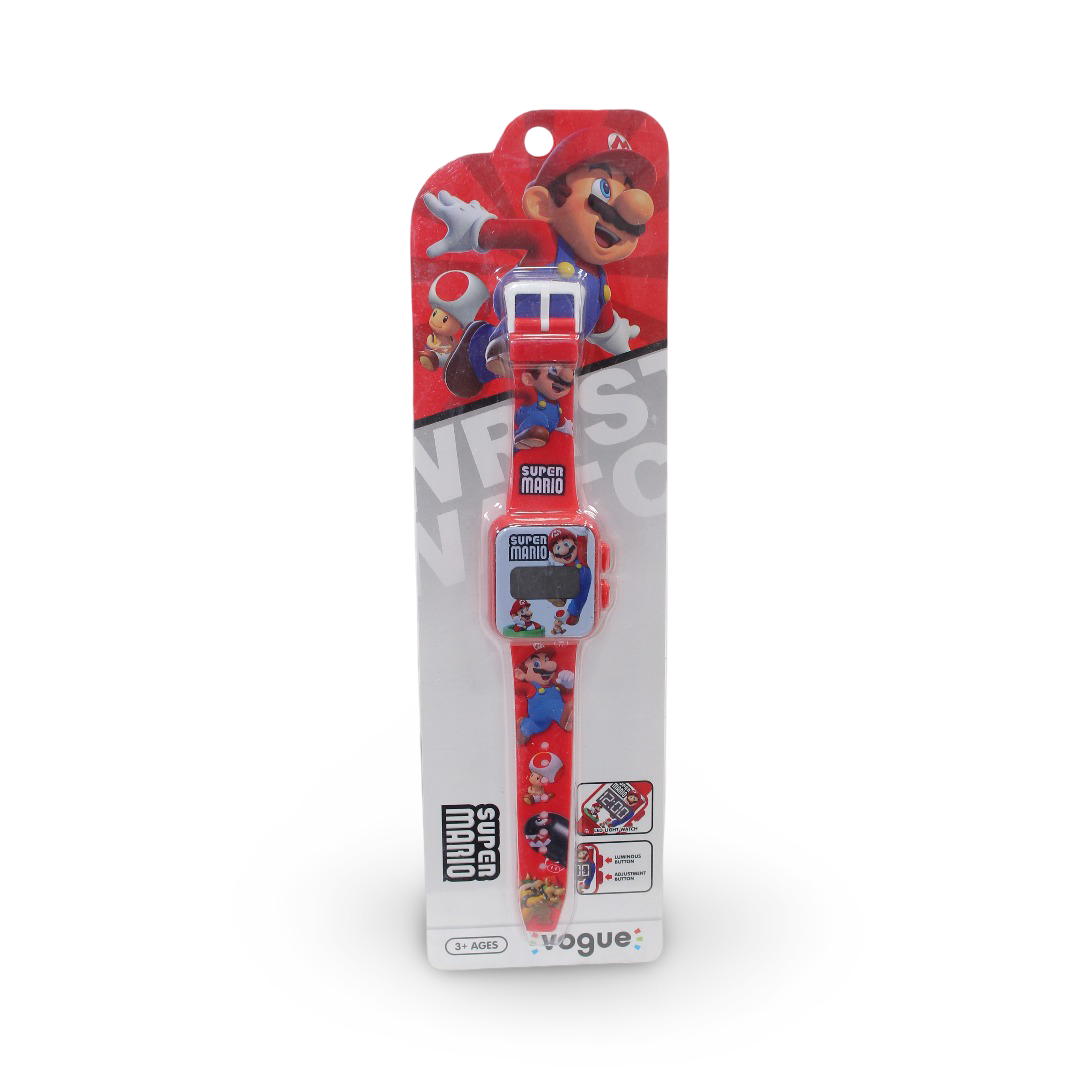 Super Mario Learning Watch with LED Square and Plastic Ribbon - Toys - OKO
