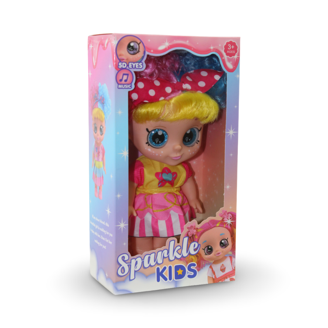 Sparkle Kids "5D Eyes" Musical Doll – Pink & Yellow Dress - Toys - OKO