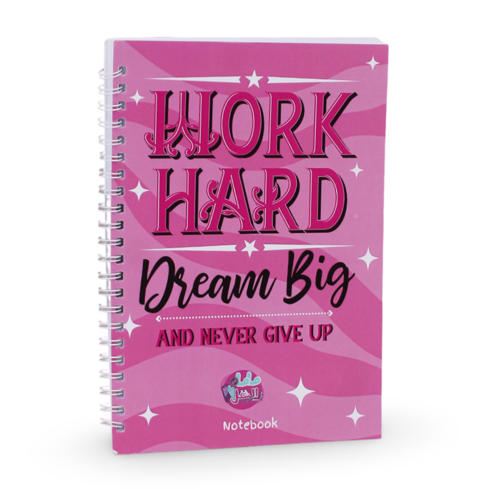 Work Hard Dream Big Spiral Notebook – Pink Motivational Design - Assortments - Mama at work