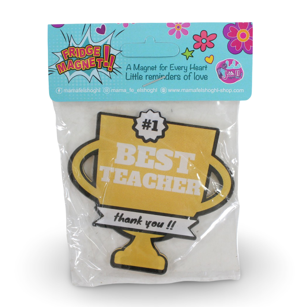 "Best Teacher" Trophy Fridge Magnet - Assortments - Mama at work