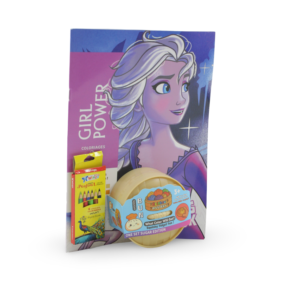 Disney Famille Mystery Squishy Dumpling + Frozen Coloring Book + Color Pencils