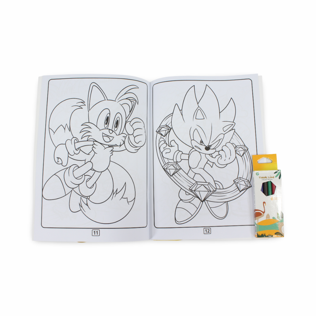 Disney Famille Mystery Squishy Dumpling + Sonic Coloring Book + Color Pencils
