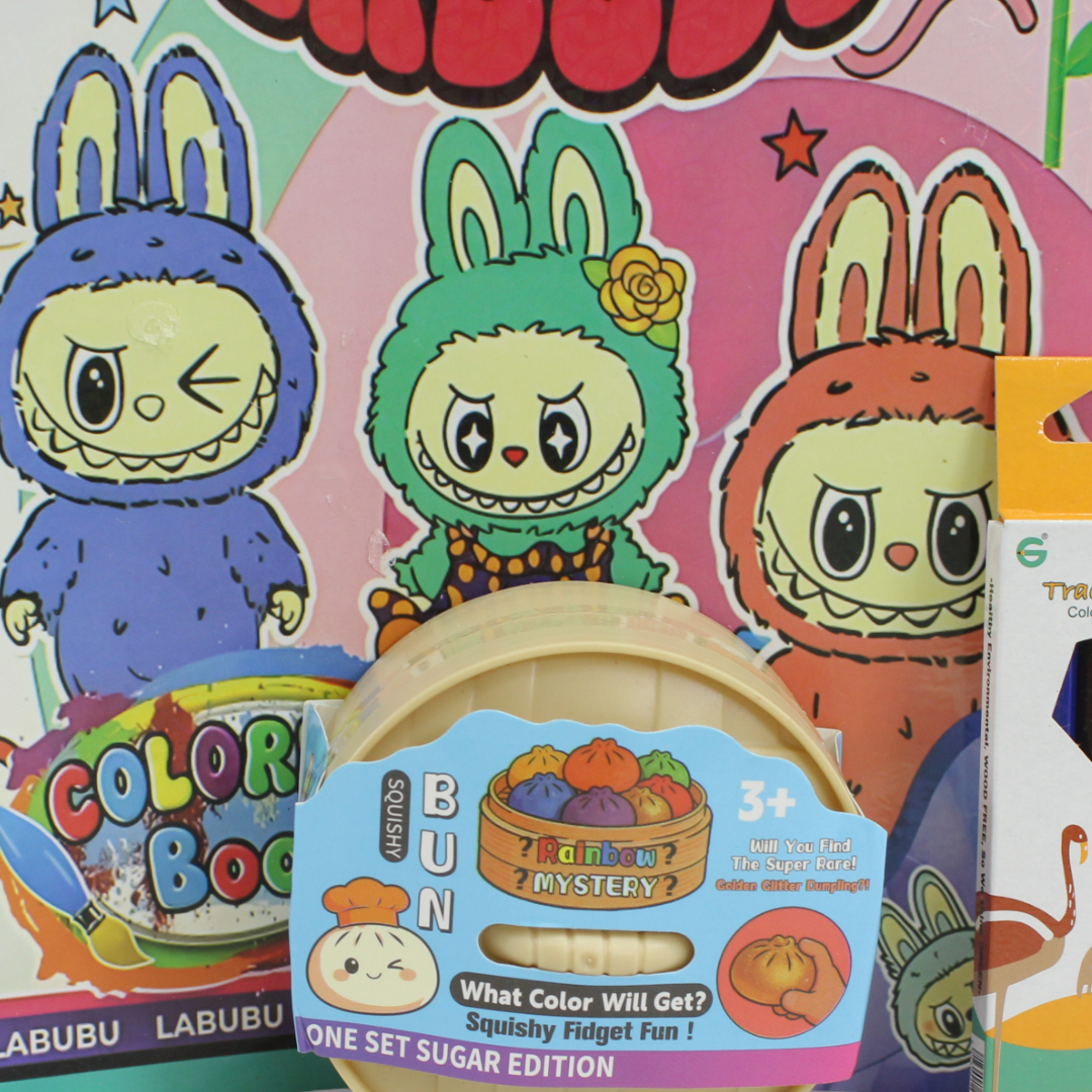 Disney Famille Mystery Squishy Dumpling + Lububu Coloring Book + Color Pencils