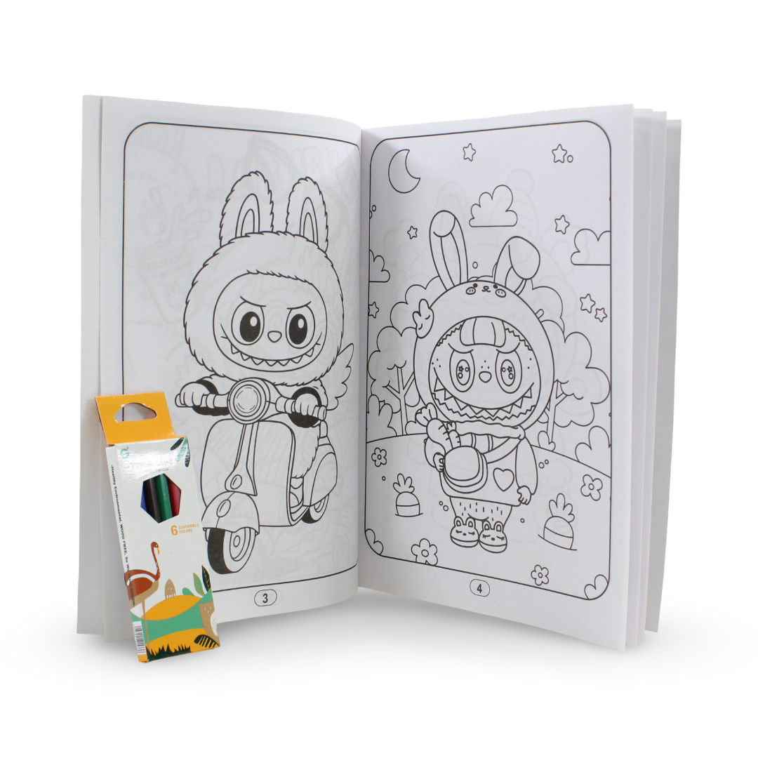 Disney Famille Mystery Squishy Dumpling + Lububu Coloring Book + Color Pencils