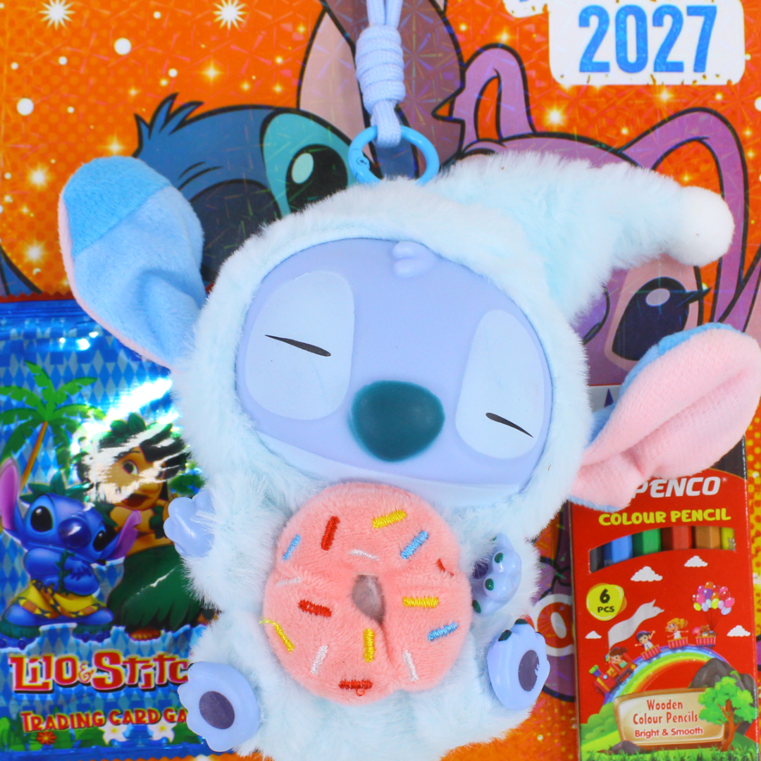 Space Toon Stitch Coloring Book + Baby Blue Stitch Plush Toy