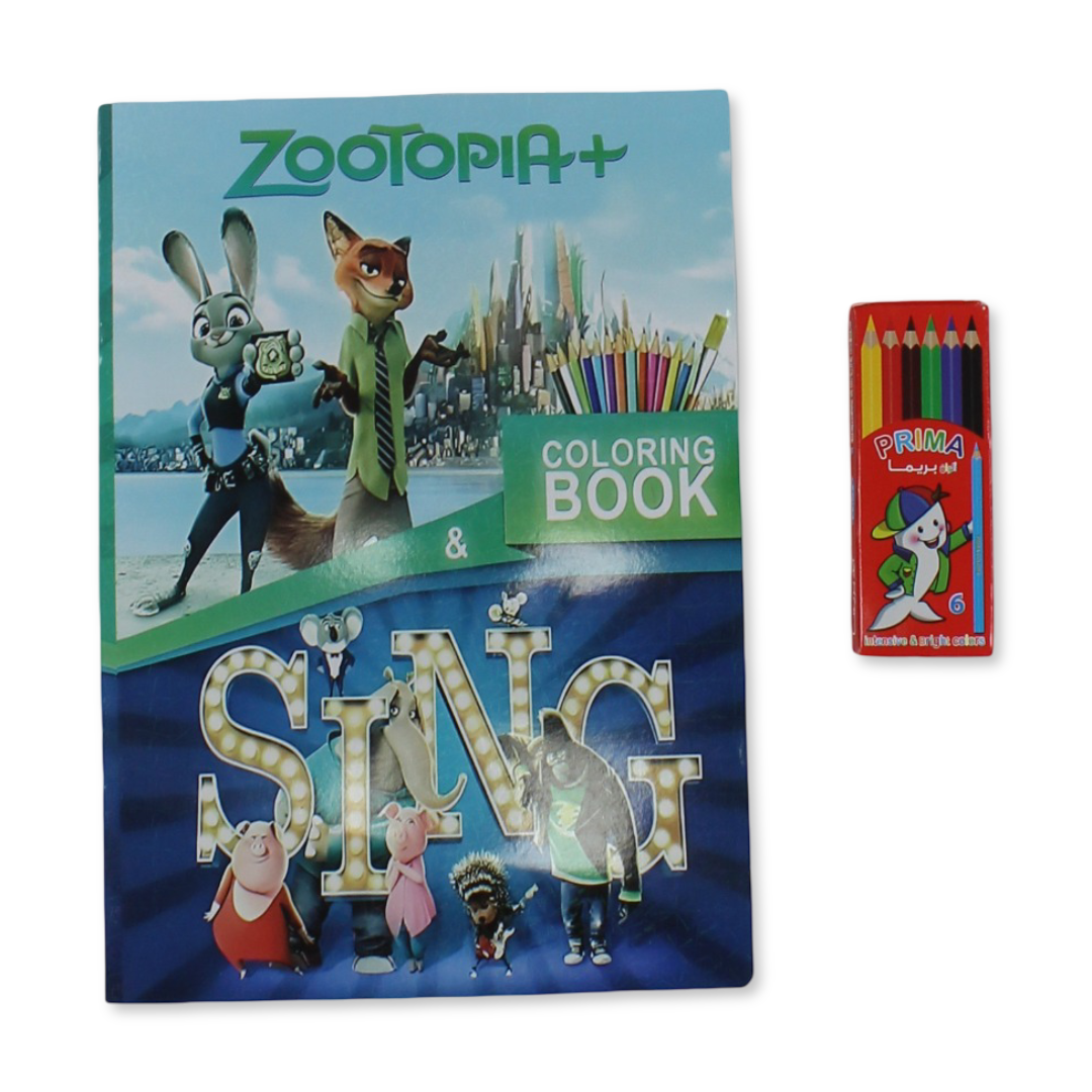 Zootopia + Sing Coloring Book Set with Colored Pencils - Assortments - Egypt