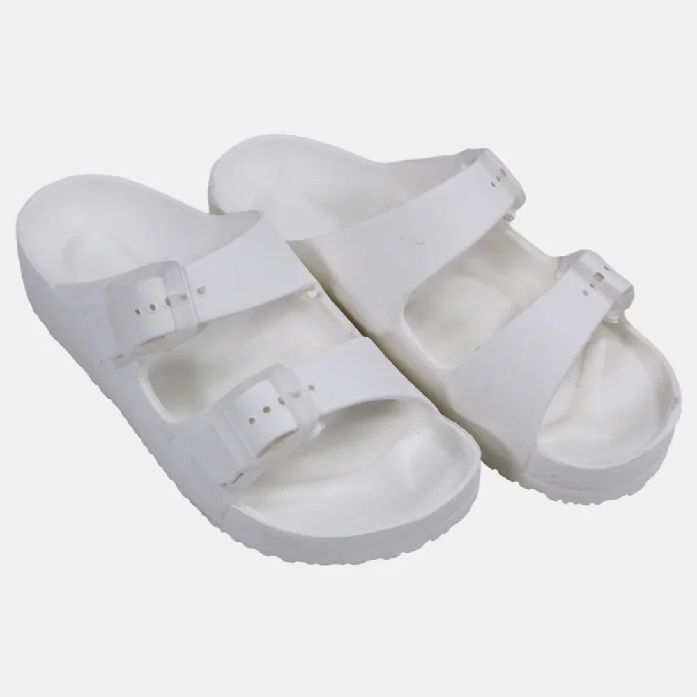 Unisex Kids Rubber Slippers – White Jet Design