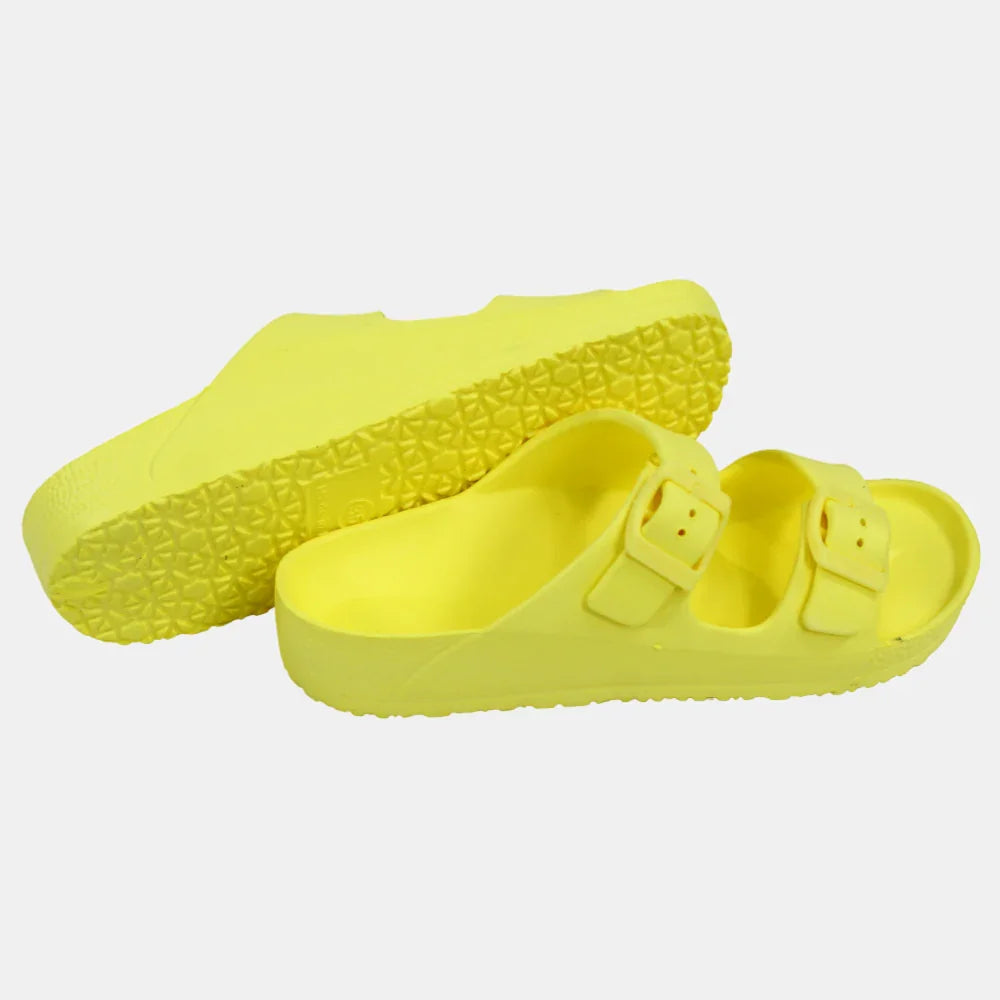 Unisex Rubber Slippers – Yellow Jet Design
