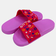 Girls' Rubber Slippers – Pink Geometric Design