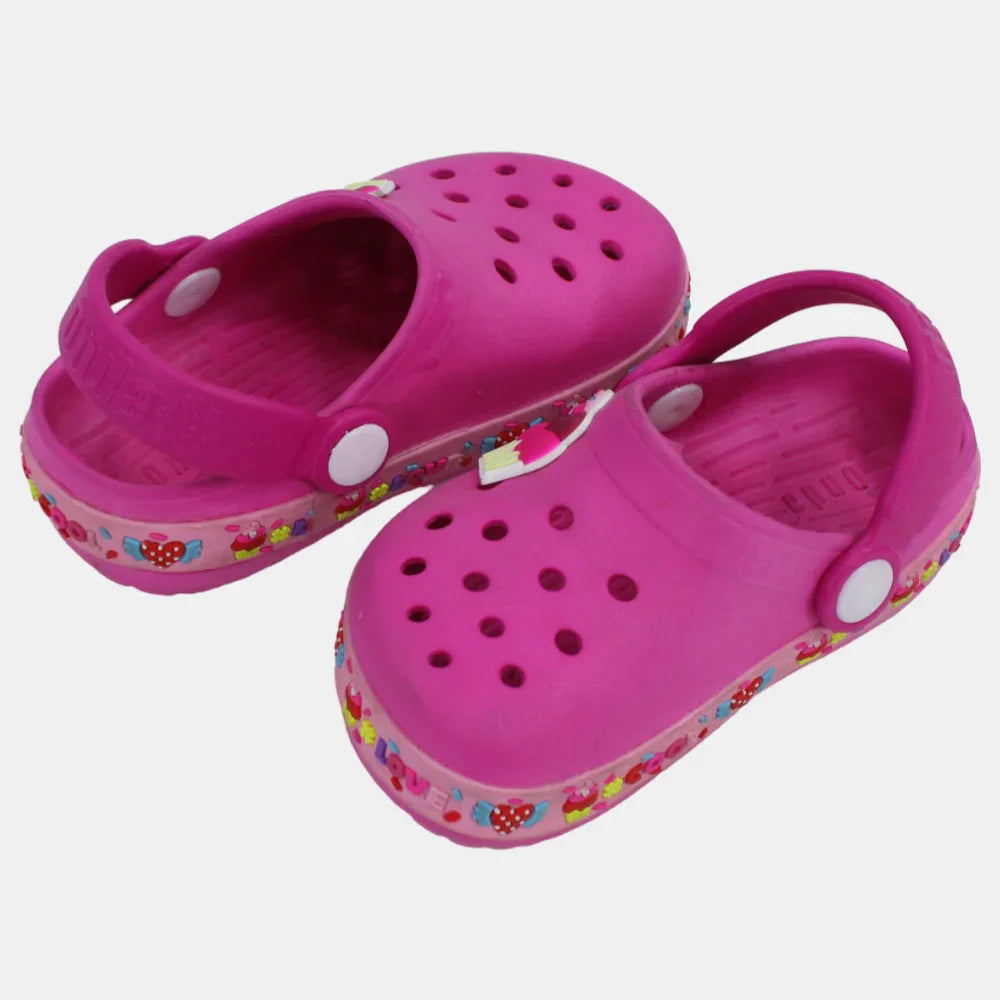 BABY Girls Rubber Clog – Fuchsia Ice Cream Print