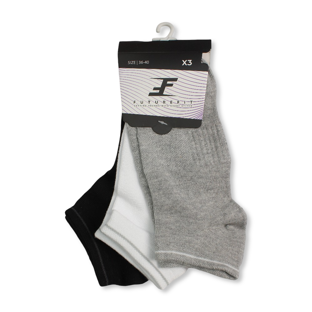 Future Fit Unisex Cotton Low-Cut Socks (L Size) – Pack Of 3 - Clothing