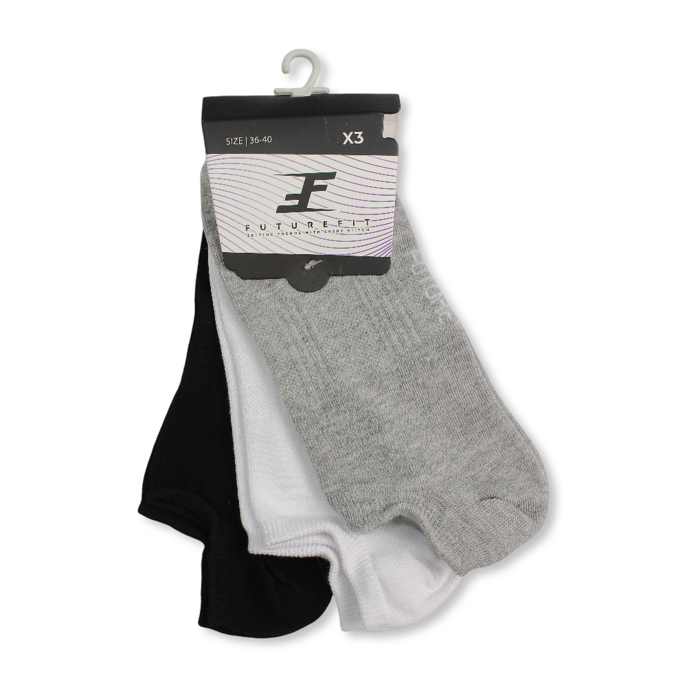 Future Fit Unisex Cotton Low-Cut Socks (L Size) – Pack Of 3