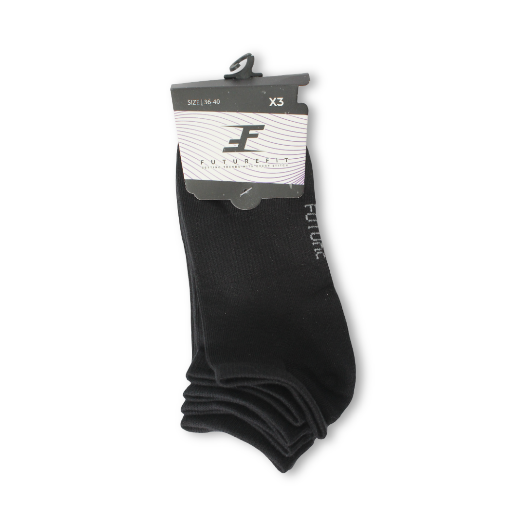 Future Sportswear Unisex Cotton Socks (Size L) – Black Pack Of 3