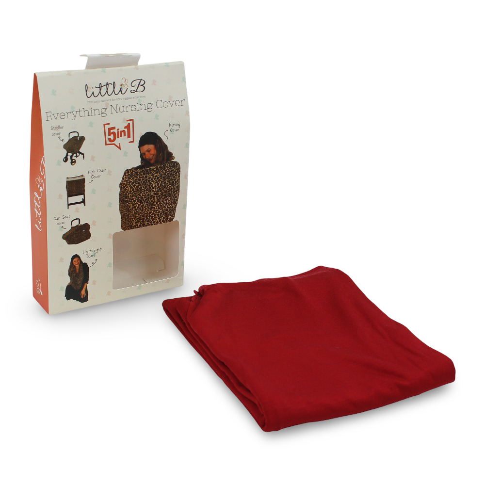 Little B 5-in-1 Everything Breastfeeding Cover - Burgundy - Baby Essentials