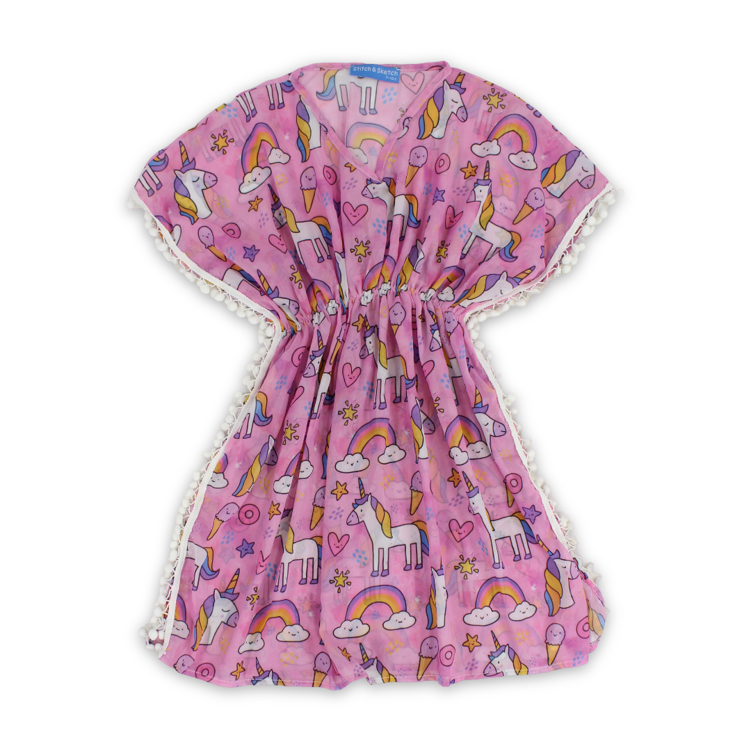 Girls Chiffon Cash Mayo – Pink with Unicorn Print - Clothing - Stitch and Sketch