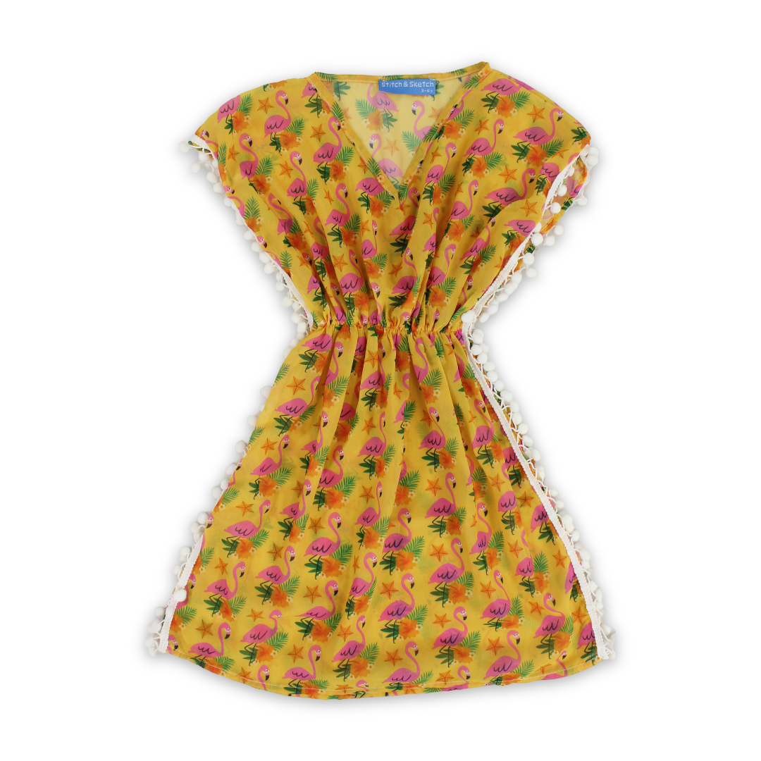 Girls Chiffon Cash Mayo – Orange with Flamingo Print - Clothing - Stitch and Sketch