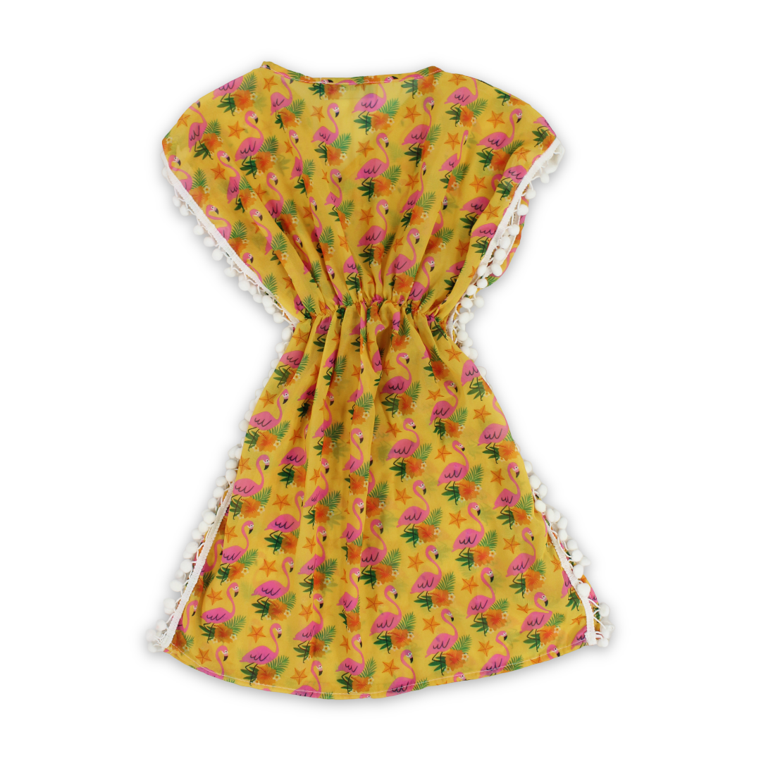 Girls Chiffon Cash Mayo – Orange with Flamingo Print