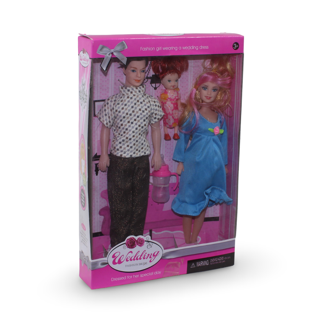 Wedding Doll Set Happy Family – Baby Blue - Toys - Al Saeed