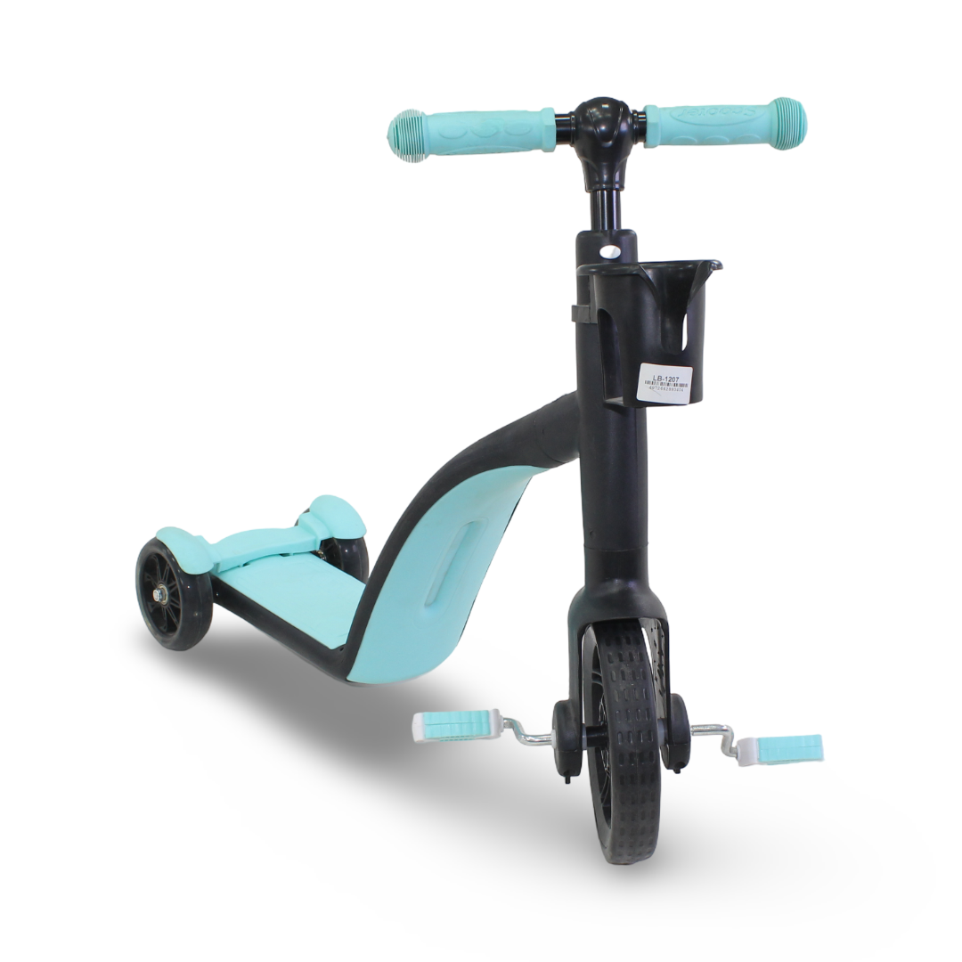 3-in-1 Kids Scooter and Tricycle – Aqua & Black