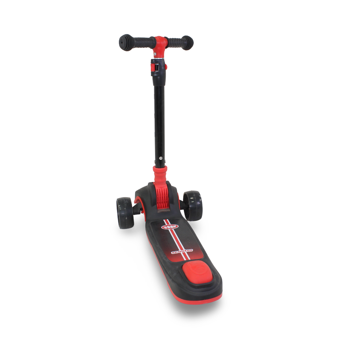 3-Wheels Kids Kick Scooter with LED Wheels – Red & Black