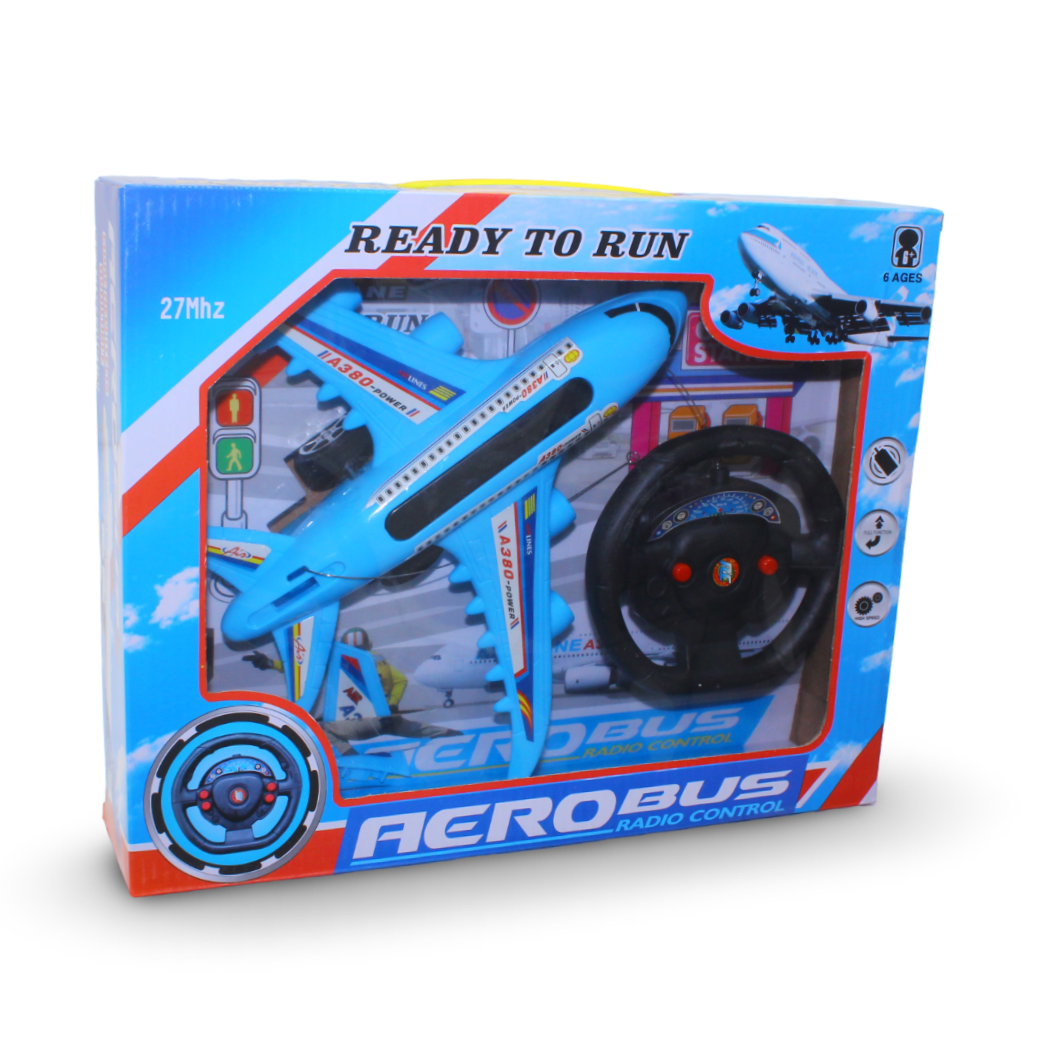 Aerobus A380 Radio Control Passenger Airplane Toy Set – Baby Blue