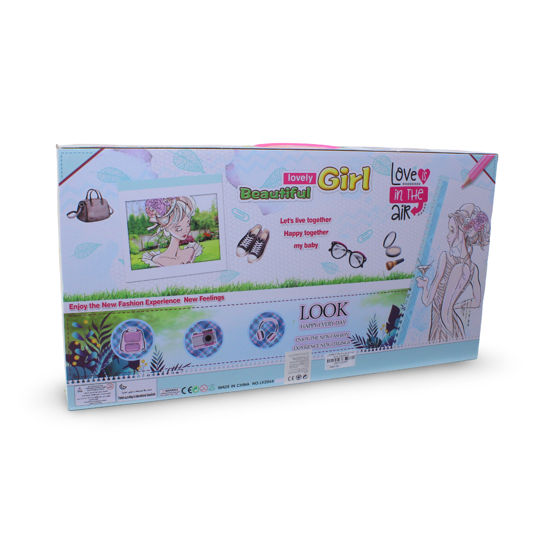 "Lovely Girl" Fashion Doll Playset Two Dolls with Accessories Bicycle and Bear – Pink
