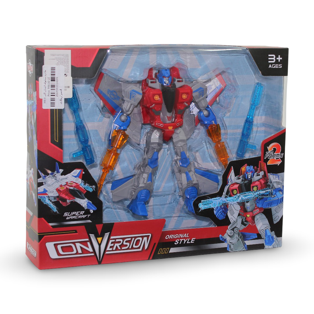 Conversion Transforming Jet/Robot Action Figure with Accessories – Red and Gray - Toys - OKO