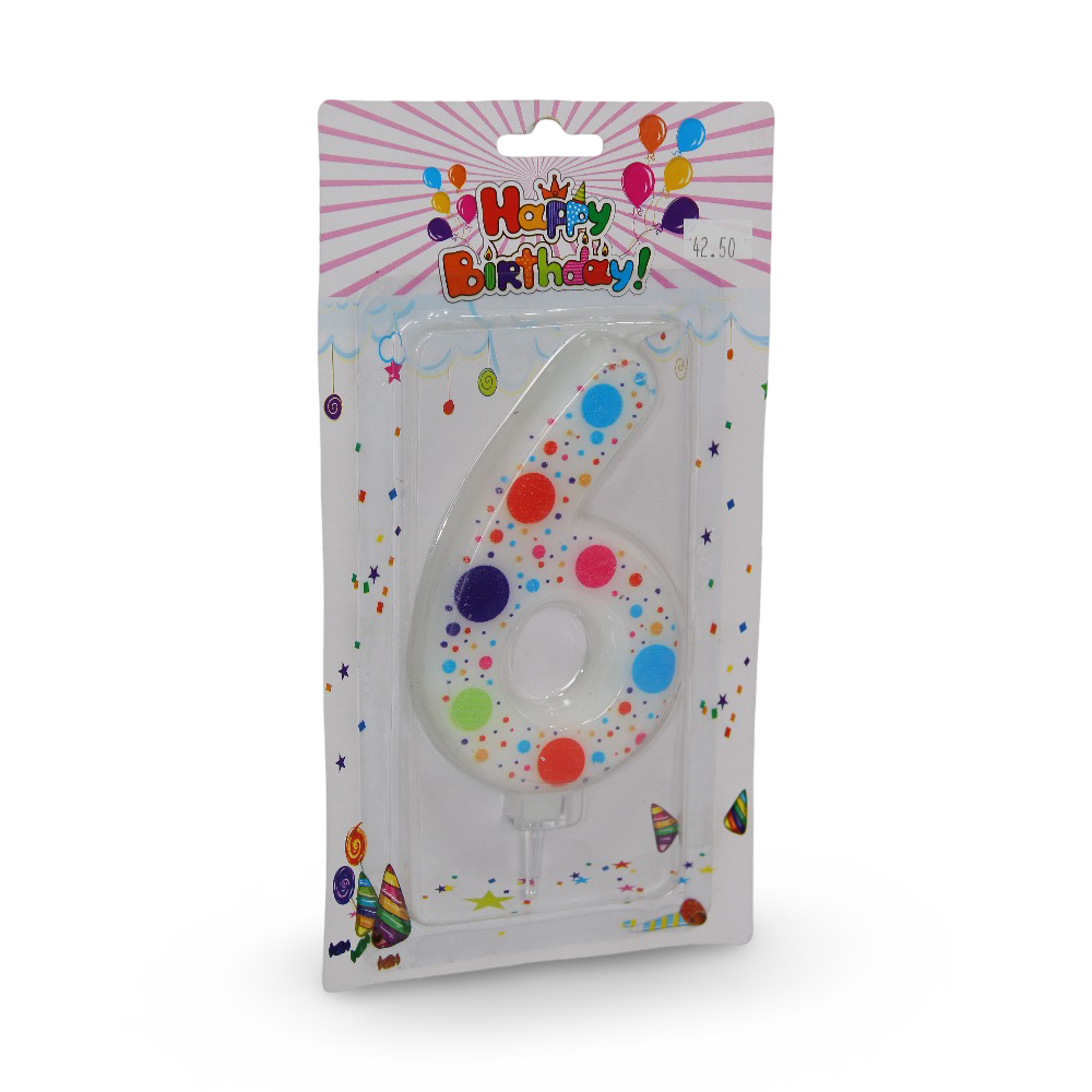 Number 6 Birthday Candle - Party - T.w.k