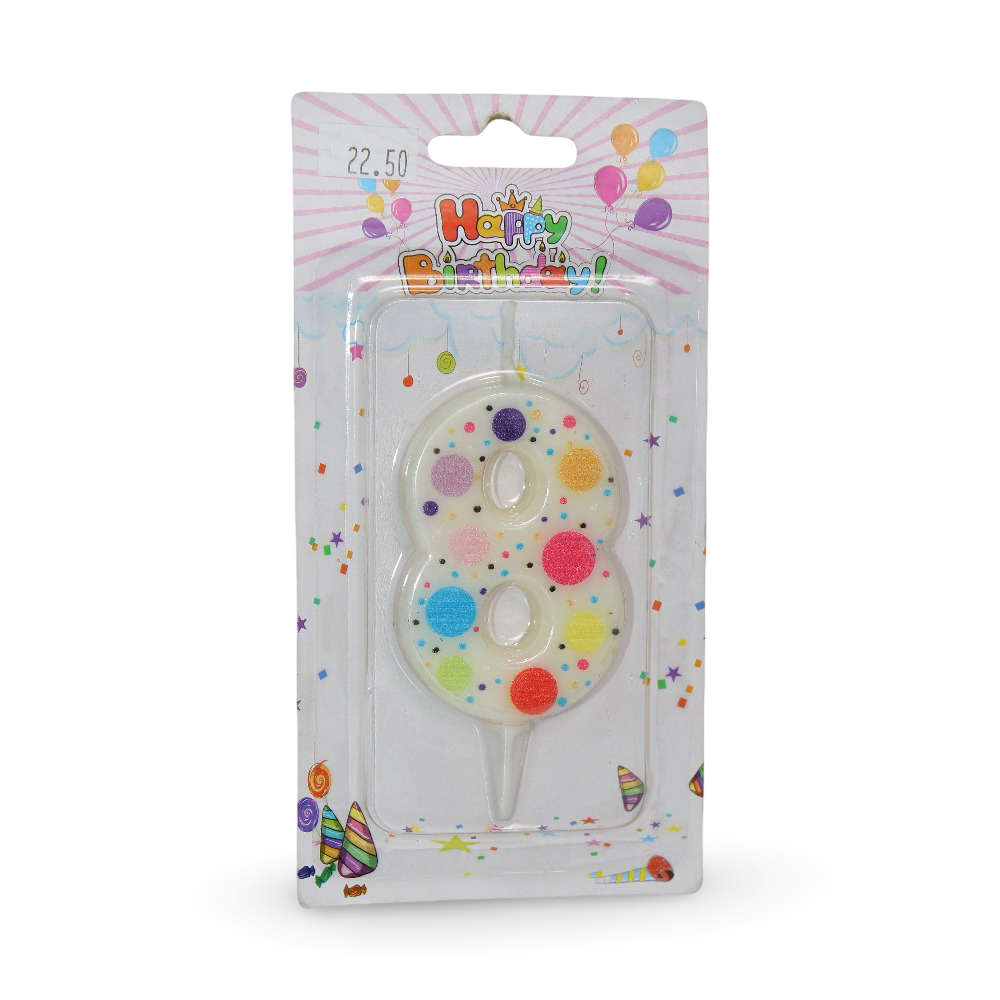 Number 8 Birthday Small Candle - Party - T.w.k